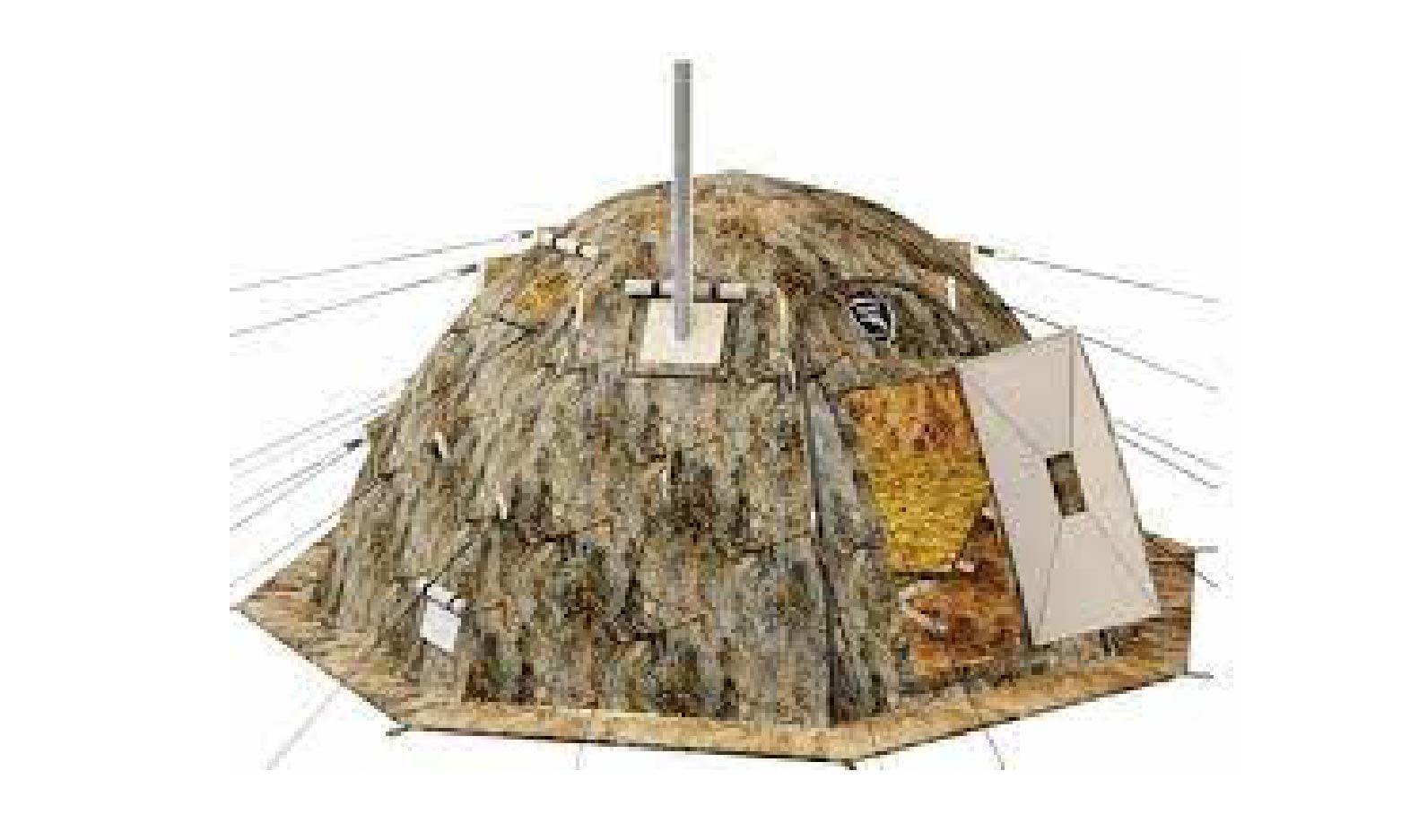 canvas tent with stove