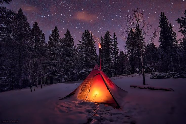 stake a tent in snow